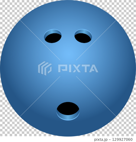 A blue bowling ball with three finger holes, prepared for an exciting game on the bowling alley. A blue bowling ball with three finger holes, prepared for an exciting game on the bowling alley. 129927060