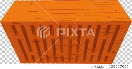 A terracotta-colored block with evenly spaced rectangular perforations and a textured surface. A terracotta-colored block with evenly spaced rectangular perforations and a textured surface. 129927095