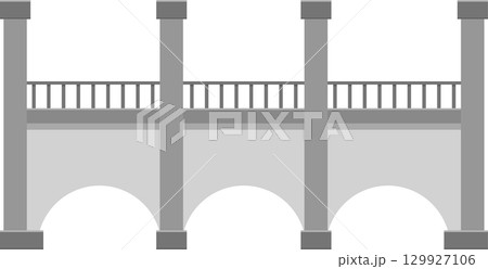 A simple illustration of a stone bridge featuring three arches with a dark background. 129927106