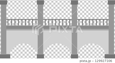 A simple illustration of a stone bridge featuring three arches with a dark background. 129927106