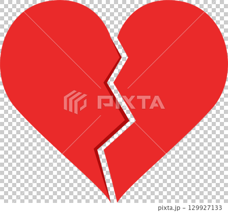 Fragmented Heart: Symbol of loss, pain, and heartbreak. Illustrates sadness and emotional distress. 129927133