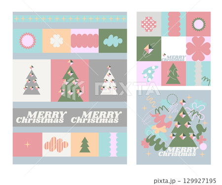 Christmas cards with quirky doodle simple elements. Vector. Christmas cards with quirky doodle simple elements. Vector. 129927195