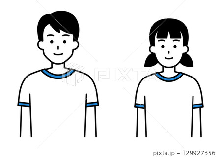 体操着の男女の学生 セット 体操着の男女の学生 セット 129927356