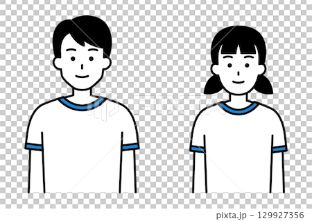 体操着の男女の学生 セット 体操着の男女の学生 セット 129927356
