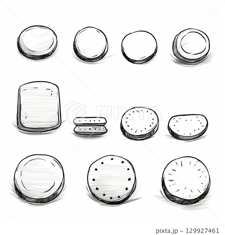 Variety of Round Wood Slices with Unique Grain Patterns for Crafts and Design Projects 129927461