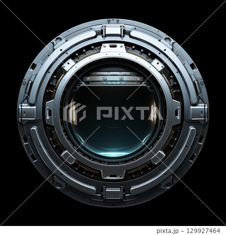 Sci-Fi Spaceship Porthole Overlooking a Distant Planet, Futuristic Exploration and Discovery 129927464