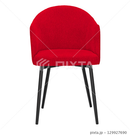 Red boucle chair with arms and metal legs Red boucle chair with arms and metal legs 129927690