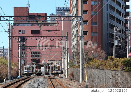 亀戸駅に停車中の東武亀戸線8000系電車 129928195