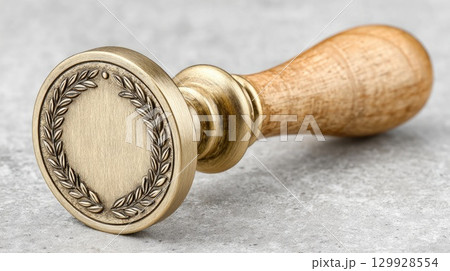 Metal wax seal stamp with laurel design 129928554