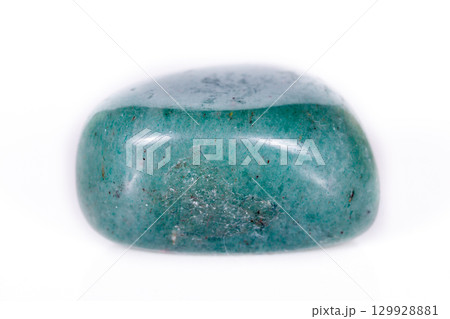 Macro mineral stone aventurine green on white background 129928881