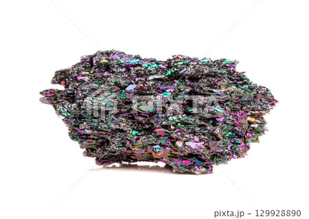 Macro mineral stone Carborundum on white background 129928890