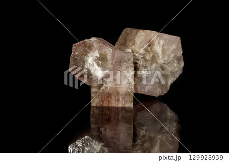 Macro mineral stone Aragonite on a black background Macro mineral stone Aragonite on a black background 129928939