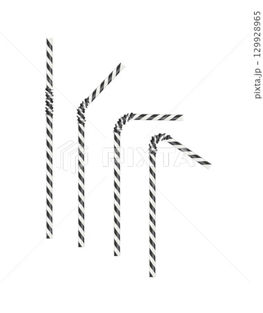 Realistic color drinking straw. Plastic paper...のイラスト素材 [129928965] - PIXTA