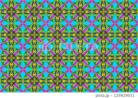万華鏡のようなモザイク風シームレス模様 3-14 129929031