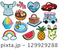夏のトロピカルドット絵 129929288