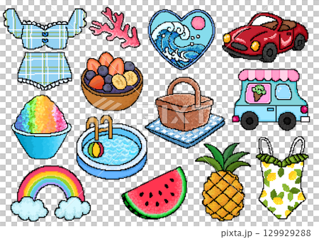 夏季熱帶像素藝術 129929288