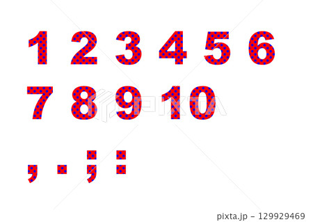 数字 1 ドット 赤 青 129929469