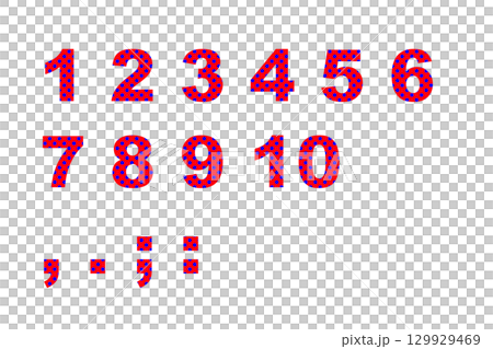 数字 1 ドット 赤 青 129929469