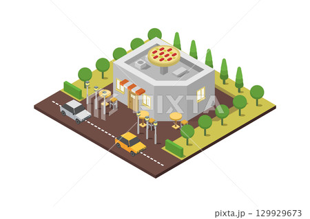 Isometric pizzeria 129929673