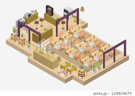 Isometric pizzeria Isometric pizzeria 129929674