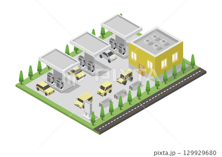 Isometric gas station 129929680