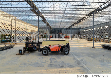 New logistics center construction site planning. Project management in the USA distribution industry 129929705