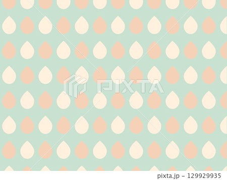 可愛いレトロでポップなグリーンの雫柄の壁紙イラスト 129929935