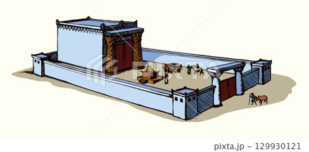Vector drawing. Old Jewish Temple Vector drawing. Old Jewish Temple 129930121