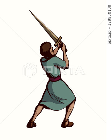 Vector drawing. Man with sword Vector drawing. Man with sword 129930139