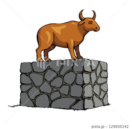 Vector drawing. Big golden idol 129930142