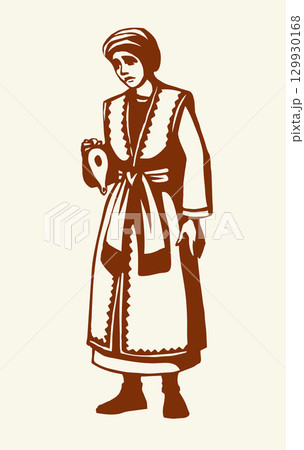 Vector drawing. Girl with a lamp Vector drawing. Girl with a lamp 129930168