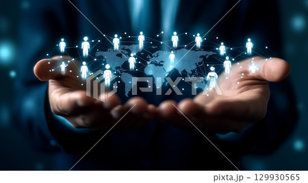 国際社会を結ぶ信頼とネットワークの象徴ビジュアル 129930565