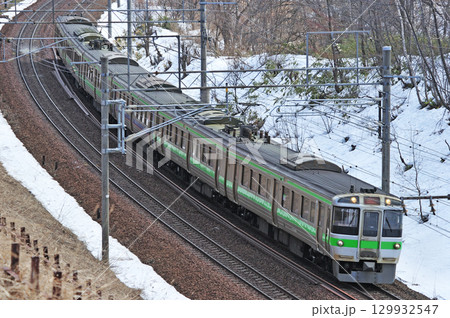 千歳線　上野幌－西の里（信）　JR北海道　721系　F-4204編成（札幌）　エアポート 129932547