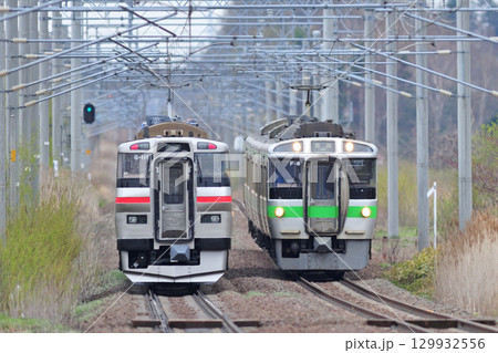 千歳線　島松－北広島　JR北海道　721系　F-8編成（札幌）　731系　G-111編成（札幌） 129932556