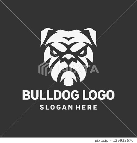 Contemporary Bulldog Shape Logo Design 129932670