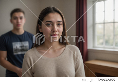 Young Woman Portrait with Blurred Background Young Woman Portrait with Blurred Background 129932855