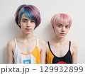 Trendy Portraits of Stylish Youth with Colorful Hair 129932899