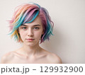 Vibrant Multicolored Hair Portrait 129932900