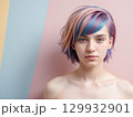 Stylish Portrait with Pastel-Colored Hair 129932901