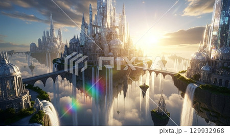 朝日に輝く天空の城 朝日に輝く天空の城 129932968