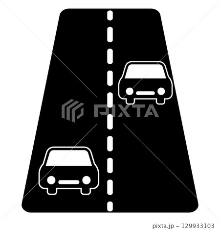 車と道路のシルエットイラスト 129933103