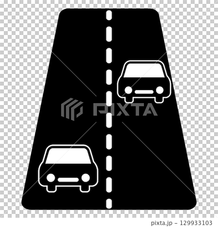 車と道路のシルエットイラスト 129933103