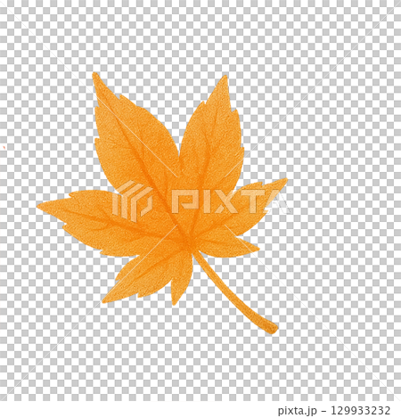橙色楓葉水彩插圖（剪切） 129933232