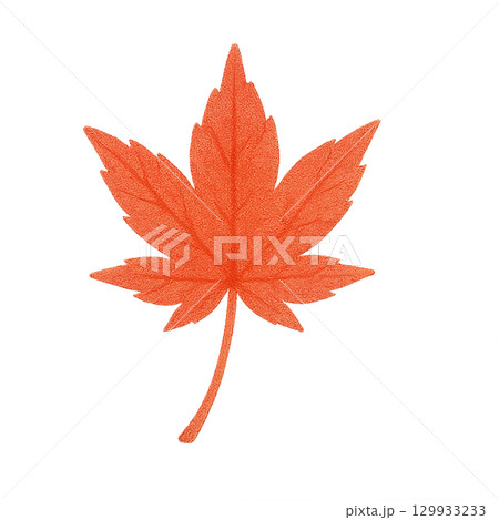 赤色のカエデの葉 水彩風イラスト（切り抜き） 129933233