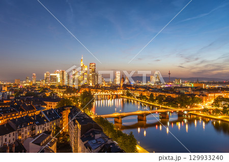 Frankfurt am Main Downtown City Skyline at Night. Aerial View Frankfurt am Main Downtown City Skyline at Night. Aerial View 129933240