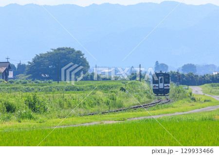 夏の田園地帯を走るMT-4000系　南阿蘇鉄道　熊本県阿蘇郡 129933466