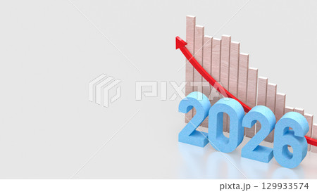 The 2026 for New year or Business Plan concept 3d Rendering. 129933574