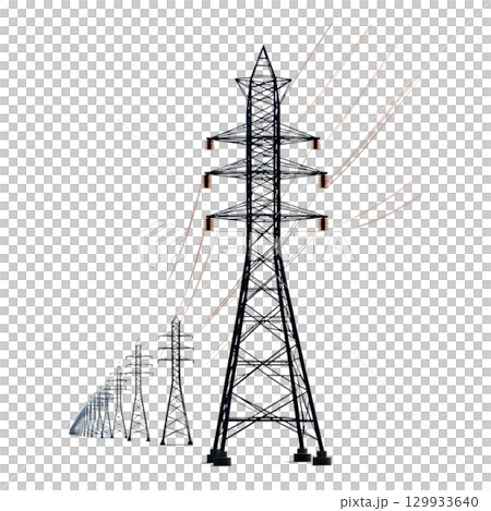 High Voltage Transmission Power Lines Against Clear Sky in Modern Energy Landscape 129933640