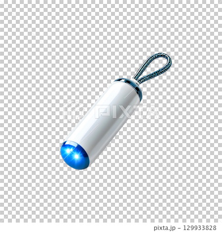 Sleek White Portable Device with Blue Light and Rope Attachment for Modern Technology Use 129933828