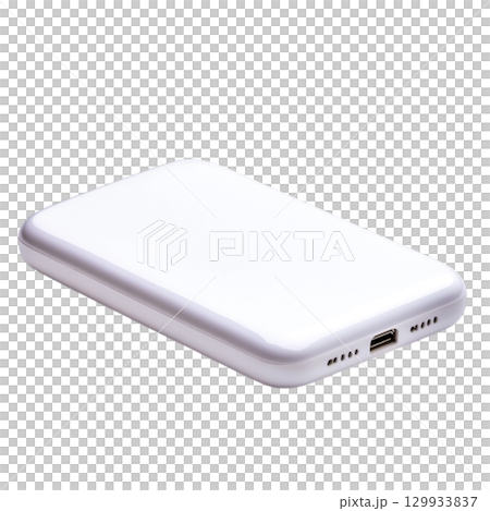 Modern portable power bank with sleek white design for charging devices on the go Modern portable power bank with sleek white design for charging devices on the go 129933837